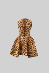 Bodice ve Mücevherli Yaka ile Zarif Desenli Elbise